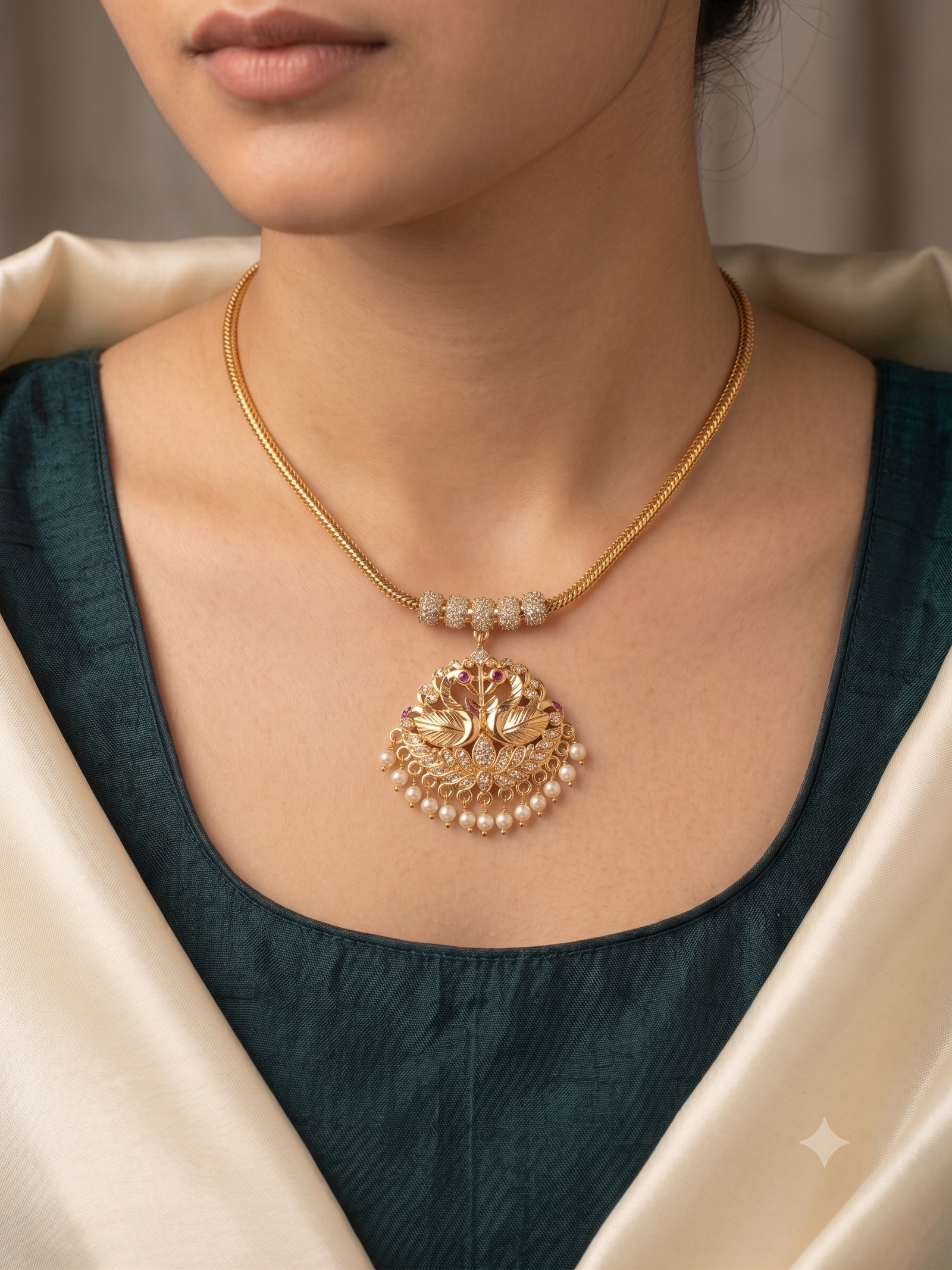 Gemini_Generated_Image_aeuijkaeuijkaeui.png Micro Gold Polish Attiyal / Choker Necklace - Image 1