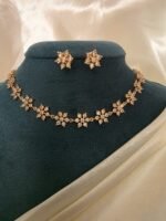 Classic South Indian Daisy Stone Attigai & Studs - Image 2
