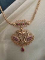 Royal Swan Motif Temple Jewellery Short Necklace - Image 2