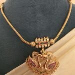 Royal Swan Motif Temple Jewellery Short Necklace