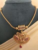 Royal Swan Motif Temple Jewellery Short Necklace