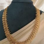 Traditional Micro Gold-Polished Lakshmi Kasu Long Haram with CZ Stone
