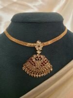 Micro Gold-Polished Peacock Motif Attigai
