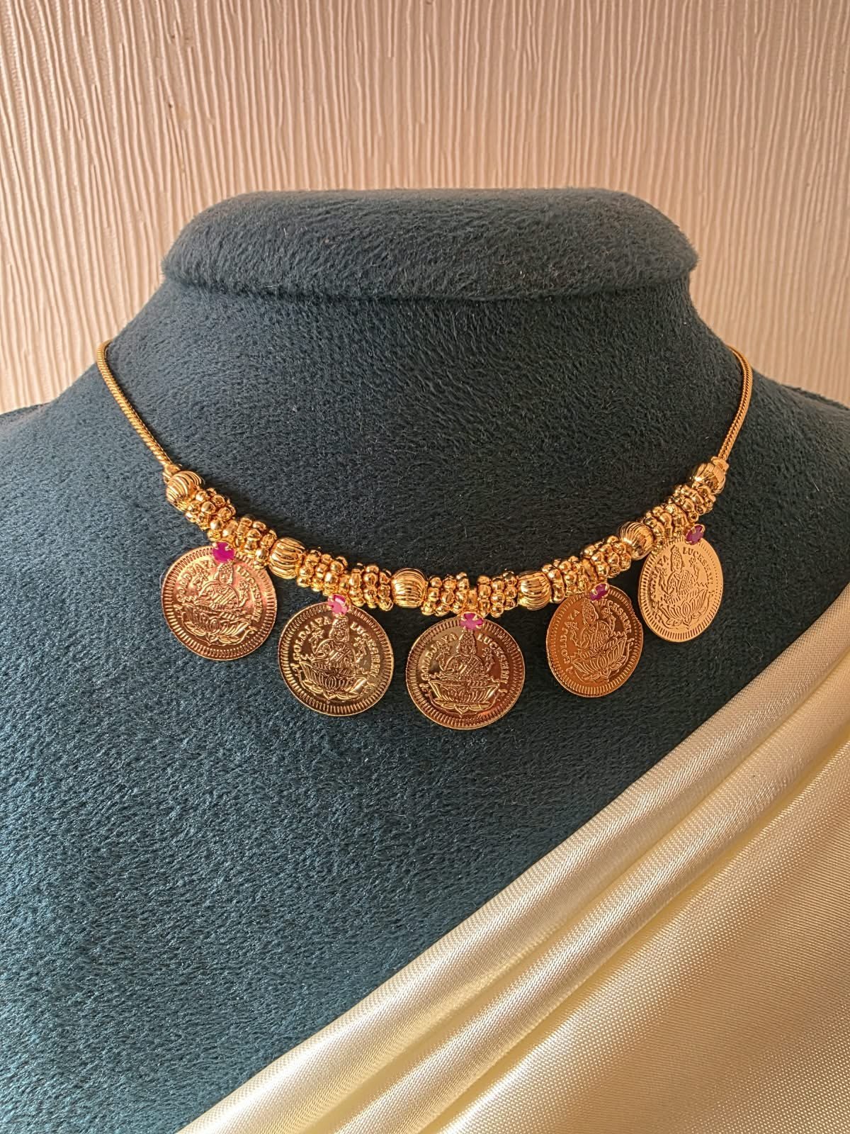 WhatsApp-Image-2026-09-17-at-20.08.17.jpeg Micro Gold-Polished Five-Coin Lakshmi Kasu Mala - Image 1